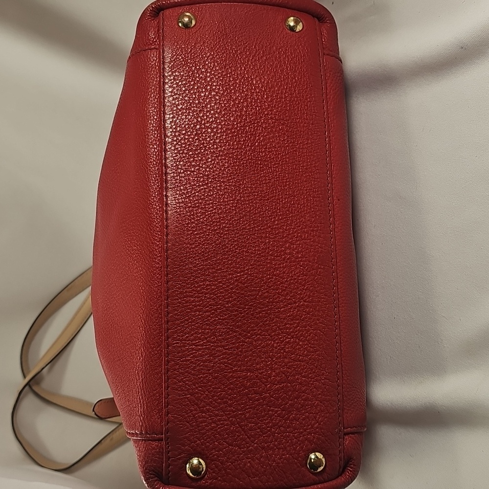 Michael Kors Red Pebbled Leather Tote - Picture 4 of 16